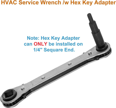 AC Ratchet Wrench, HVAC Service Wrench with HVAC Hexagon Bit Adapter, Premium AC Service Tools for Refrigeration Equipment Repair (3/16”, 1/4”, 5/...