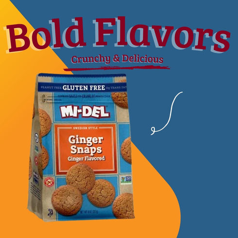 Mi-Del Ginger Snap Cookies Flavor - Non GMO Certified, 0g Trans Fat Gluten Free Cookies Snacks (Pack of 1)...
