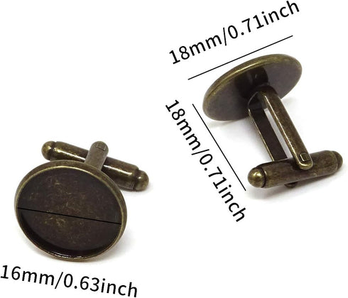 Honbay 10PCS(5 Pairs) 16mm Brass French Style Cufflink with Blank Round Tray for 16mm Round Cabochons...