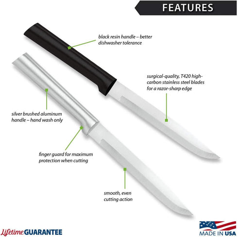 RADA Cutlery Utility Steak Knife, Black Handle, Pack of 2...