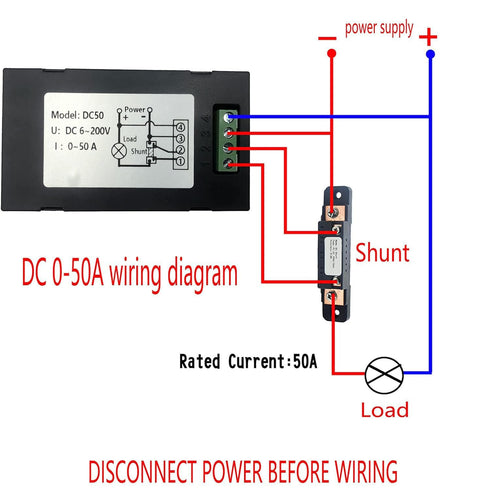 DC Multifunction Monitor Meter,6-200V,0-50A,LCD Display Digital Current Voltage Solar Power Meter Multimeter Ammeter Voltmeter...