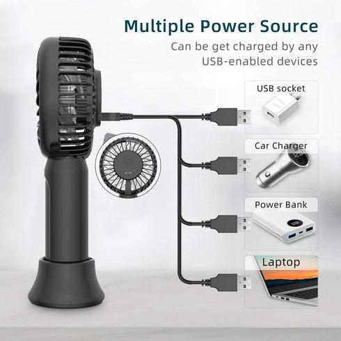 HandFan Mini Portable Handheld Fan, 3-Speeds USB Rechargeable Pocket Fan with Natural Wind Mode, Small Desk Fan for Travel Office Hot Flashes Outd...