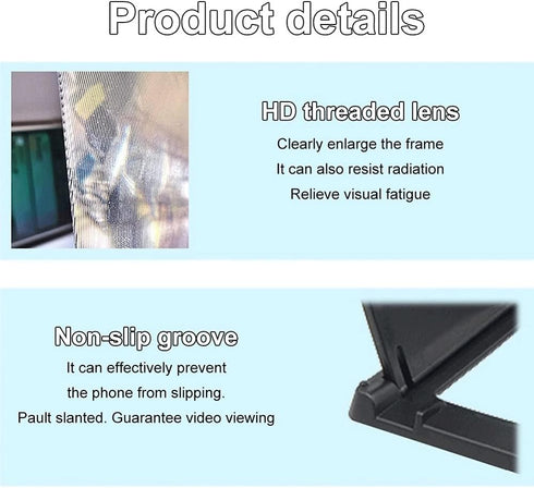 12 Inch 3D Curved HD Phone Screen Amplifier Foldable Phone Holder Suit for All Smartphones......