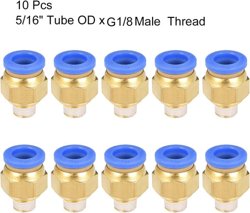 uxcell Straight Pneumatic Push to Quick Connect Fittings G1/8 Male x 8mm Tube OD 8pcs...