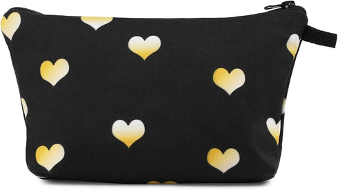 Set of 2 Hearts Makeup Travel Bags for Women Girls, Small Cute Cosmetic Storage Pouch, Toiletry Organizer, Black, 2 Sizes...