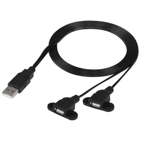 SinLoon USB 2.0 Charging Cable USB 2.0 Y Splitter USB 2.0 Male to Dual USB Female Panel Mount Charging Cable for Wine Cabinet, Hotel,Furniture, In...