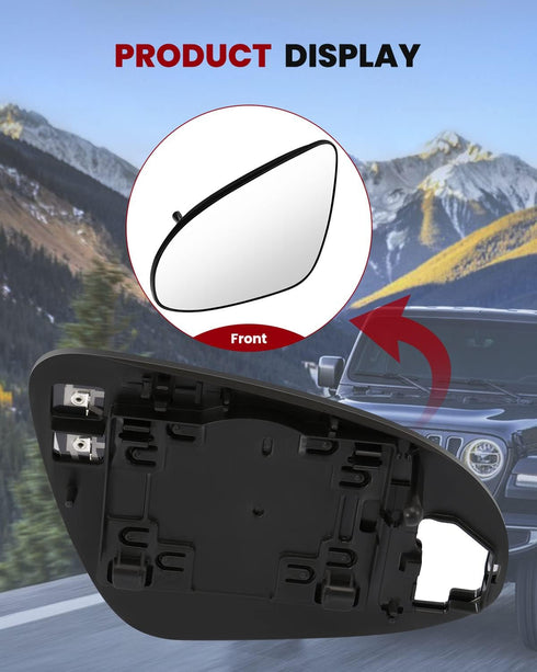 cciyu Left Side Mirror Glass Chrome Heated Flat Towing Mirror Glass Fits for 2012-2017 For Toyota Camry Driver Side Mirror Glass 8K0949102E-AUT...