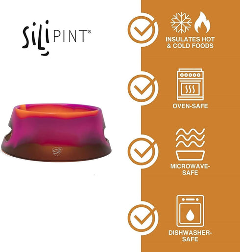 Silipint: Aqua-Fur Silicone Dog Bowl: Sun Storm - 18oz Colapsible/Foldable, Lightweight, Feed & Water Dish, Pet Travel...