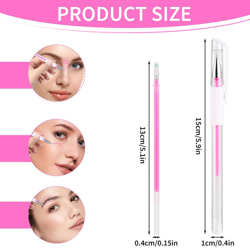 Eyebrow Microblading Marker Pen, 2pcs Skin Marker Pen Eyebrow Makeup Position Mapping Mark Tools Eyebrow Mapping Pen Stencil with 4 replacement re...