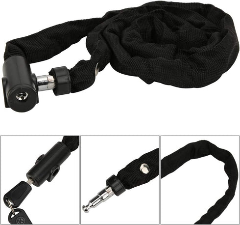 Bike Chain Lock with Key, 1.2m Bike Locks Anti-Theft Chain Lock Portable Lengthen Cycling Safety Locking Chain for Motorcycle Electric Scooter...