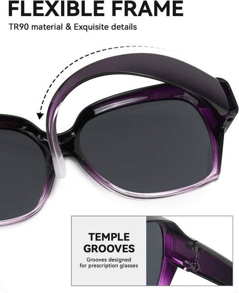 Meeloog Polarized Fit Over Glasses Sunglasses for Women Men, Square Oversized Lightweight Shades for Driving Riding MST2106...