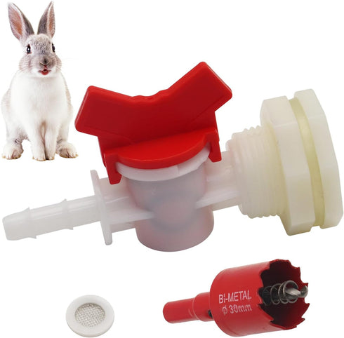 Rabbit Watering System Bucket Connector kit with 5/16'' Barb,Bulkhead Fitting,Mesh Washer, Hole Saw (for ID 5/16’’ Hose)...