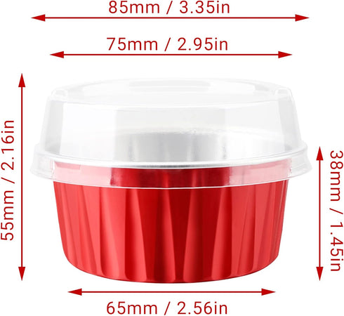 EUSOAR Disposable Ramekins with Lids, 30pcs 5oz Aluminum Foil Cupcake Baking Cups Containers Wrappers with Lids, Dessert Cups with Lids Mini Alumi...