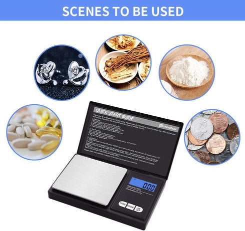 Gram Scale,200 gx0.01 g(7.05 oz x 0.001 oz) Digital Pocket Scale,Electronic Smart Weigh Scale,Portable Small Jewelry Scale Grams and Ounces,Mini S...