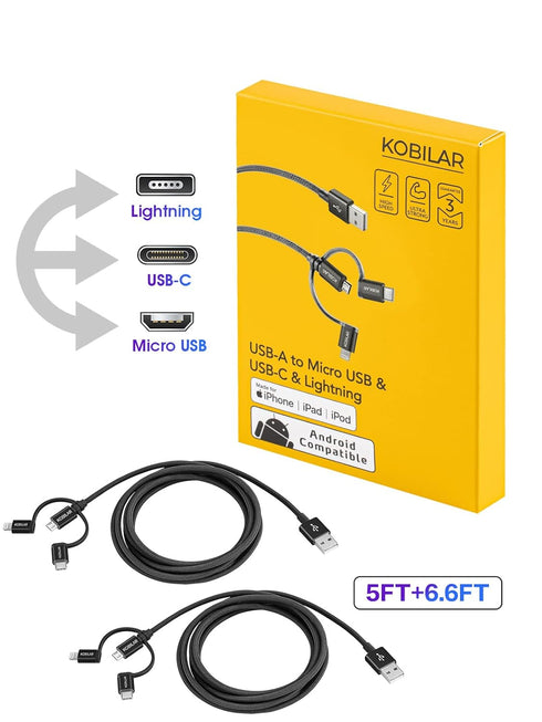 [Apple MFi Certified 3 in 1 USB Cable,USB A to Lightning/Type-C/Micro,3 in 1 Charging Cable, Multi Charger Cable,Compatible with iPhone,iPad,Samsu...