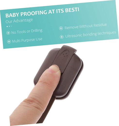 4pcs for Cupboard Drawer Strap Proofing Babyproof Drawers Childproofing Locks Oven Door Plastic Safety Dishwasher Catch Brown Cabinet Cabinets Loc...
