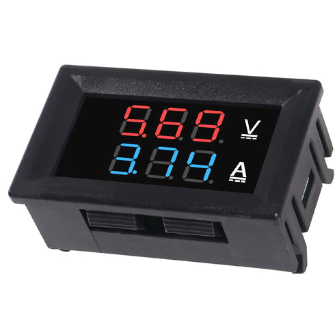 6pcs Digital Voltmeter Ammeter DC 100V 10A Amp Voltage Current Volt Amp Meter Tester 3 Bits Dual LED Display Panel(Red-Blue) Amp Volt Multimeter 0...