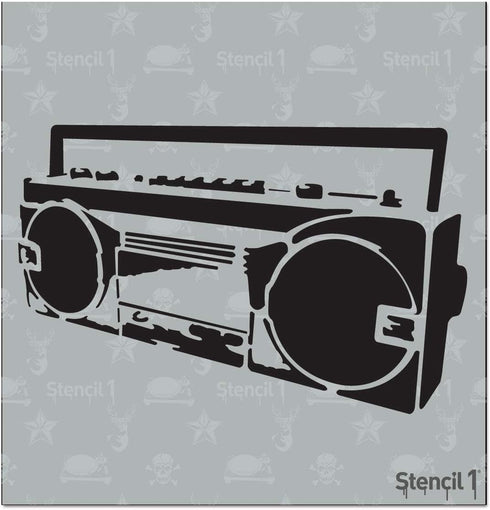 Stencil1 Boombox Stencil 5.75" x 6" - Durable Quality Reusable Stencils for Drawing Painting - Music Stencil Urban Graffiti Decorating Items and D...