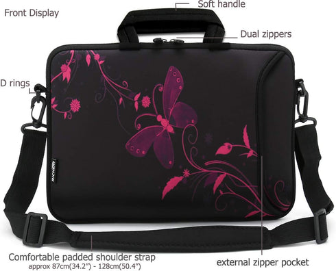 RICHEN 14 15 15.4 15.6 inch Laptop shoulder bag Notebook Handle Sleeve Neoprene Soft Carrying Travel Case with Accessories pocket (14-15.6 inch, N...