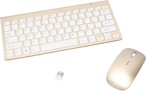 Keyboard Mouse Set 2.4G USB Thin Ergonomic Mute for Computer (Luxury Gold Color)...
