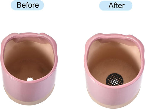 MECCANIXITY Flower Pot Hole Mesh Pad 1 Inch Bonsai Plant Bottom Round Plastic Soil Grid Screen Mat, Black Pack of 50...