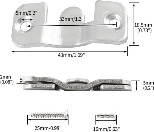 10 Sets Flush Mount Bracket with Screws, Heavy Duty Picture Hangers, Stainless Steel Z Clip Bracket Picture Wall Mount Hardware for Wall Hanging L...