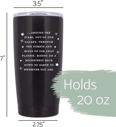 Elanze Designs Love You To The Moon And Back 20 Ounce Classic Black Stainless Steel Travel Tumbler Mug...