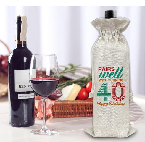 40th Birthday Gifts Wine Bag Congratulations Gifts for Women Men Parents Mom Dad Anniversary Favors 1984 with Time Information Wine Gift Bag...