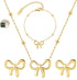 Gold Bow Earrings Necklace Bracelet Jewelry Set for Women-Ribbon Bowknot Stud Earrings Pendant Choker Necklace Bracelet 18K Gold Plated Bow Valent...