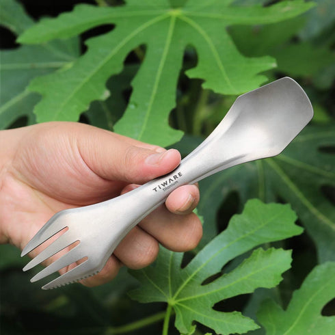 2 pcs Titanium spork Eco-friendly Durable Rustproof Titanium flatware Light weight spoon/Knife/Fork 3 in 1 Cutlery/Utensil for outdoor camping tra...