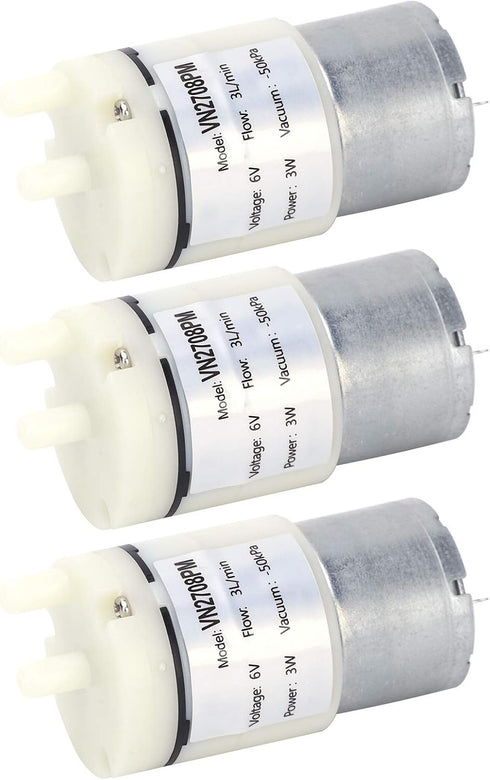 Walfront 3Pcs DC 6V Micro Diaphragm Pump 3L/min Miniature Water Air Vacuum Motor pressure Switch for Fish Tank 3W, Diaphragm Pump...