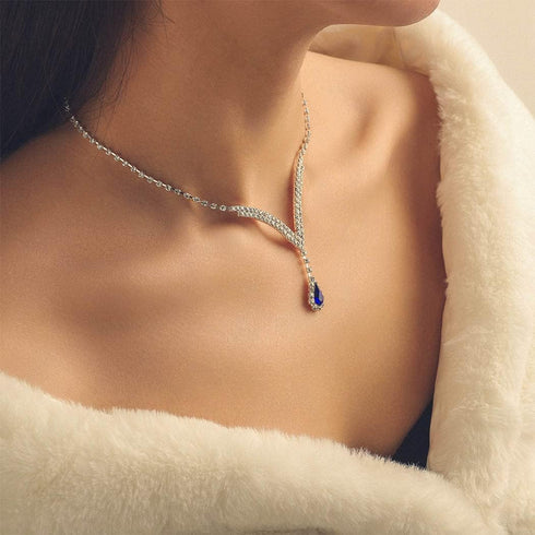 EARENT Bridal Rhinestone Jewelry Set Bride Wedding Necklace Earrings Sets Crystal Choker Necklaces Tassel Dangle Earring Costume Prom Jewelry for ...