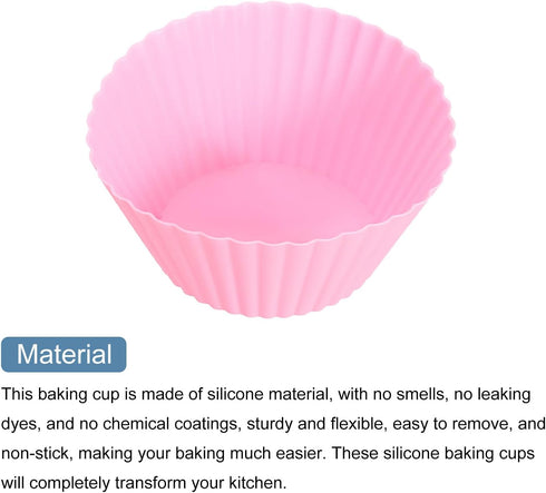 uxcell 18Pcs Silicone Cupcake Liners, Non-Stick Baking Cups, for Cooking Eggs, Baking Muffins and Make a Cake(Pink)...