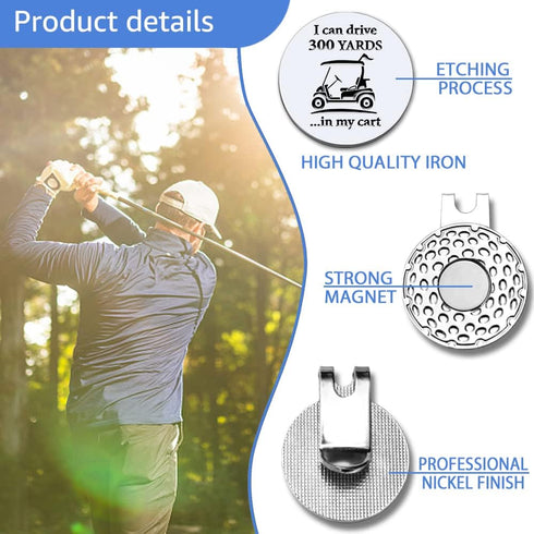 I Can Drive 300 Yards Golf Ball Marker with Magnetic Hat Clip, Funny Golf Gift for Men Woman...