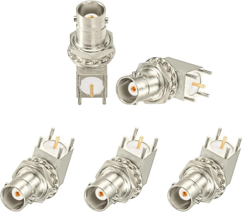 Superbat BNC Connector BNC Female Bulkhead Solder PCB Mount Right Angle Connector for CCTV Systems Monitoring Transceiver etc. 5pcs...