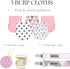 Dodo Babies 5-Pack Baby Burp Cloths - Soft, Absorbent Cotton Burp Cloths - includes Pacifier Case and 2 Pacifier Clips - Colors: Pink and White...