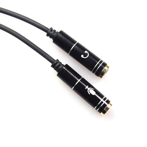 REXUS Black 3.5mm Y Splitter Stereo Audio Cable 4-Pole Male to 2 Female for Headphone, Headset Splitter Adapter Extension Aux Cable, Compatible Mo...