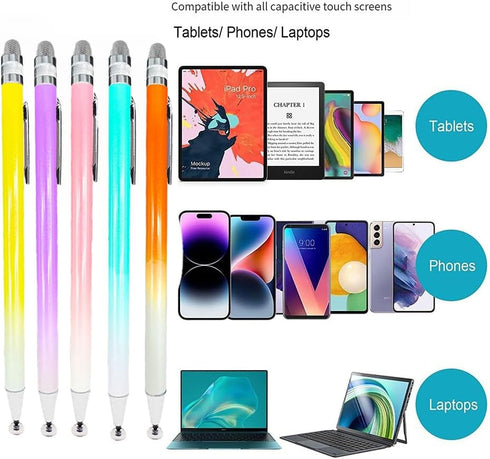 Stylus Pen for Touch Screens(5pack),High Precision & Sensitivity Capacitive Pens 2 in 1 for iPad iPhone Android Tablets and All Universal Touchscr...