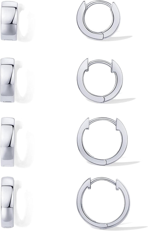 PAVOI 18K Gold Plated Sterling Silver Posts 4 Pairs Small Hoop Earrings Set | Huggie Hoop Pack Four Pairs Earrings for Women 10mm 12mm 14mm 16mm...