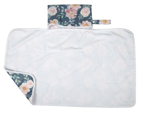 Baby Diaper Changing Mat Pad Portable Foldable Washable Compact Travel Nappy Waterproof Play Mat 30inx18.5in for Girls (Flowers)...
