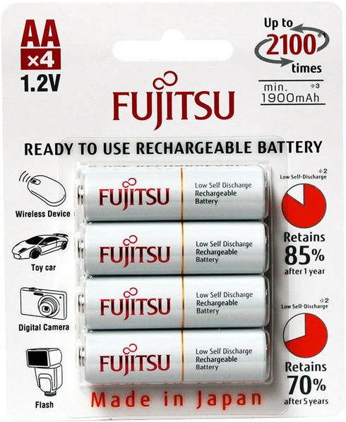 Fujitsu HR-3UTCEX(4B) 4-Pack AA 2100 Cycle Ni-MH Pre-Charged Rechargeable Batteries (Made in Japan)...