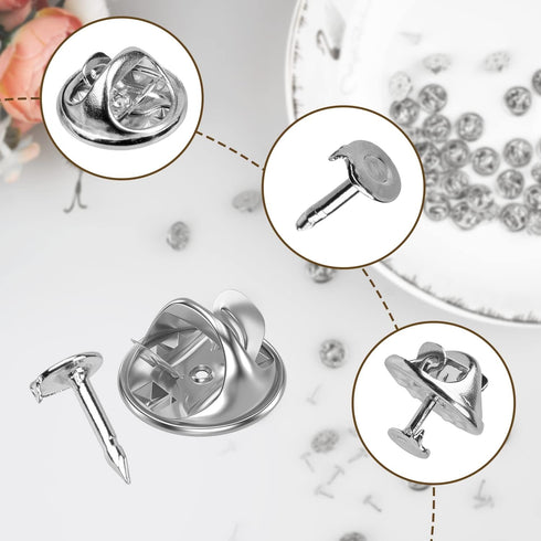 50 Pairs Metal Pin and Pin Backings, 8mm Length 4mm Width Blank Pins for DIY Enamel Pins Jewelry Gift Craft Making...