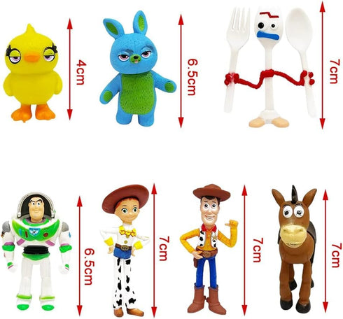Toy Action Figures Story Toys Set, 1.5-2.3 inches Tall Action Figures with Woody, Buzz and Jessie,Toy Anime Figurines Story Characters (7 Pack)...