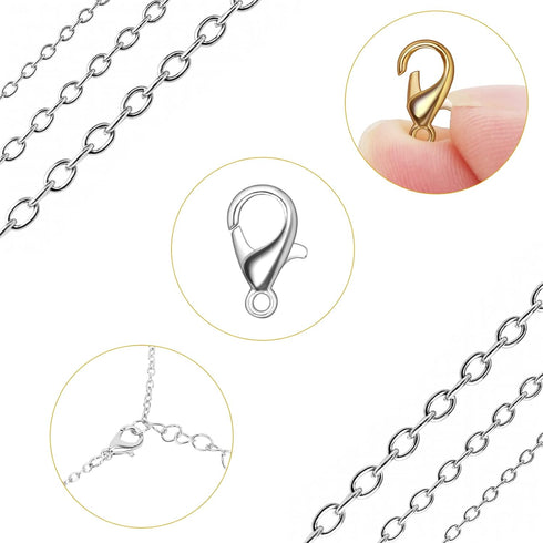 800+ Pieces Lobster Clasps and Open Jump Rings, 12 mm Lobster Claw Clasps Necklace Fasteners Hook and 5 mm Jump Rings for DIY Bracelet Necklace Je...