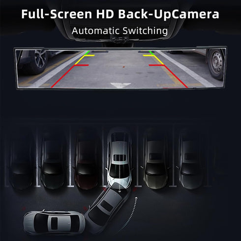 Car Rear View Mirror, Anti Glare Wide Angle Auto Inside Rearview Mirror, 12.2'' Panoramic Convex Rearview Mirror Mounted on Windshield, Universal ...