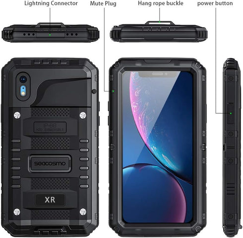 seacosmo Waterproof iPhone XR Case with Built-in Screen Protector, 360 Full Body Protective Military Grade Rugged Shockproof Case Cover Compatible...