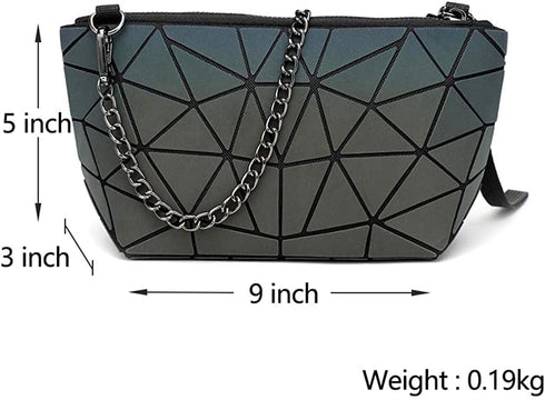 Holographic Laser Shoulder Bag, Geometric Hard Lattice Purses Handbags Reflective Envelope Handbag Luminous Purses Crossbody Bag Tote for Women...