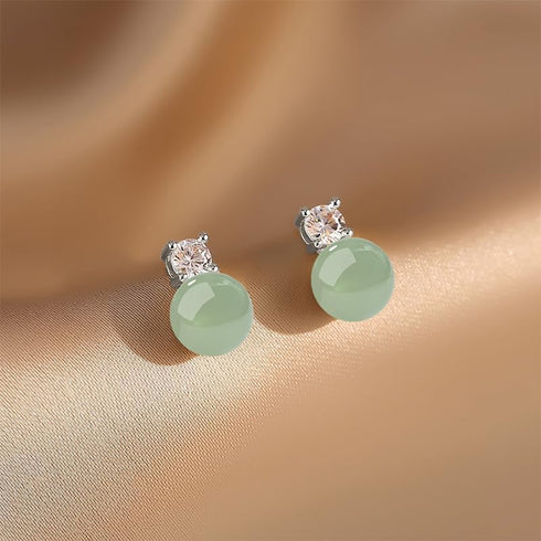 mothers day gifts Natural Real Jade Stud with moissanites Diamonds 925 Silver Backs Jade Jewelry for Daily...