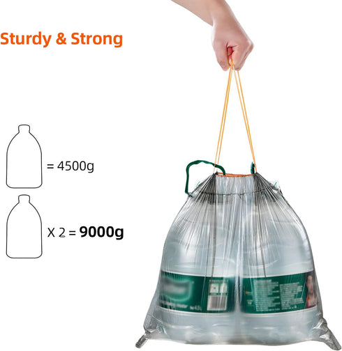 Small Drawstring Trash Bag, 4 Gallon Garbage Bags JOYBOS Bathroom Trash can Liners 75 Counts...