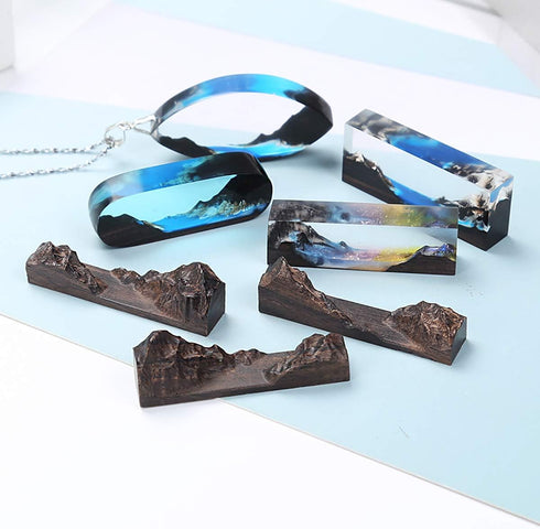 iSuperb 5 pieces Wooden for Resin Epoxy Craft, Resin Wood Pendant Accessories for DIY Jewelry Making Necklace, handmade art designer landscape Nat...